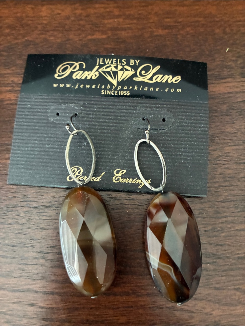 Park Lane Brown Faceted Oval Dangle Earrings